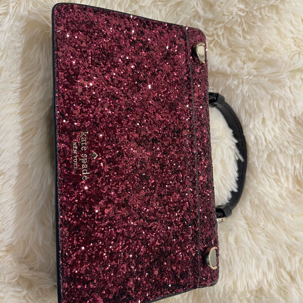 Kate Spade Burgundy Glitter Clutch with Floral Detail - Picture 6 of 6
